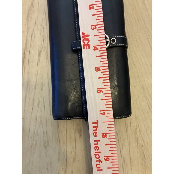 Vintage Y2K Coach Black Leather Tri-Fold Wallet Silver Buckle Monogram Logo - Picture 8 of 11